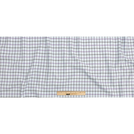 Premium Purple, Black and White Checks and Zig Zags Cotton Dobby Shirting