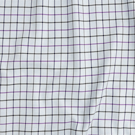Premium Purple, Black and White Checks and Zig Zags Cotton Dobby Shirting