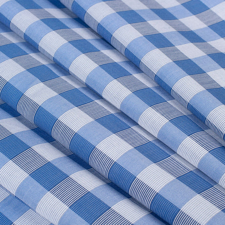 Premium Pale Iris and Royal Blue Plaid Single Ply Cotton Shirting