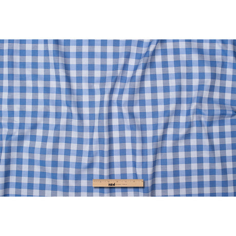 Premium Pale Iris and Royal Blue Plaid Single Ply Cotton Shirting