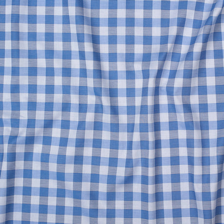 Premium Pale Iris and Royal Blue Plaid Single Ply Cotton Shirting