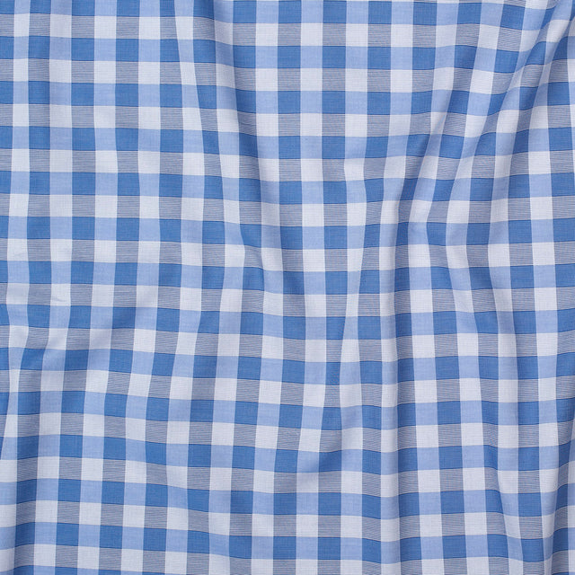 Premium Pale Iris and Royal Blue Plaid Single Ply Cotton Shirting