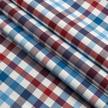 Premium Red, White and Blue Plaid Twill Cotton Shirting