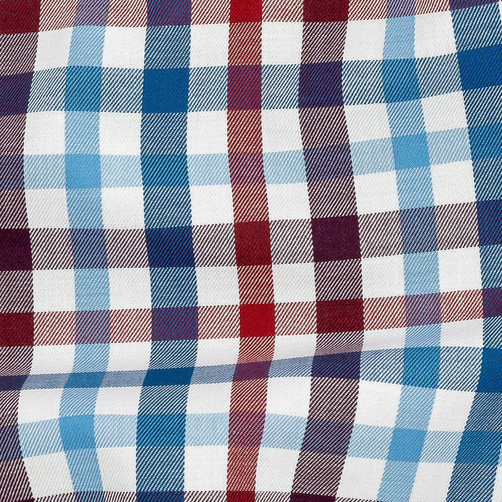 Premium Red, White and Blue Plaid Twill Cotton Shirting
