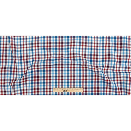 Premium Red, White and Blue Plaid Twill Cotton Shirting