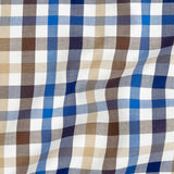 Premium Blue, Brown and Beige Plaid Twill Cotton Shirting