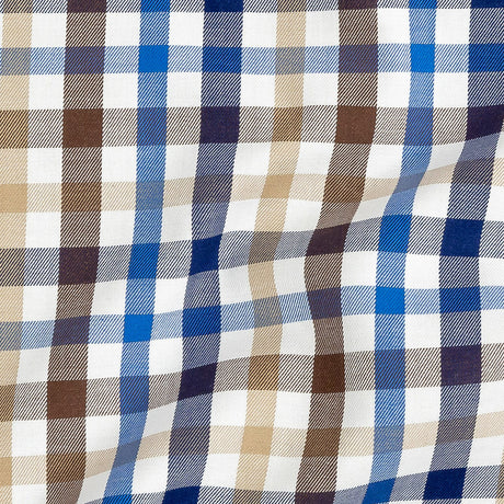 Premium Blue, Brown and Beige Plaid Twill Cotton Shirting