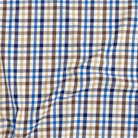 Premium Blue, Brown and Beige Plaid Twill Cotton Shirting