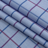 Premium Medium Blue, Maroon and Meadow Violet Tattersall Checkered and Pinstripes Cotton Shirting