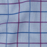 Premium Medium Blue, Maroon and Meadow Violet Tattersall Checkered and Pinstripes Cotton Shirting