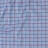 Premium Medium Blue, Maroon and Meadow Violet Tattersall Checkered and Pinstripes Cotton Shirting