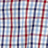 Premium Tomato Puree, White and Blue Medium Tattersall Checkered Cotton Shirting