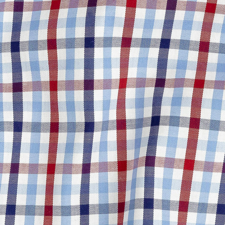 Premium Tomato Puree, White and Blue Medium Tattersall Checkered Cotton Shirting