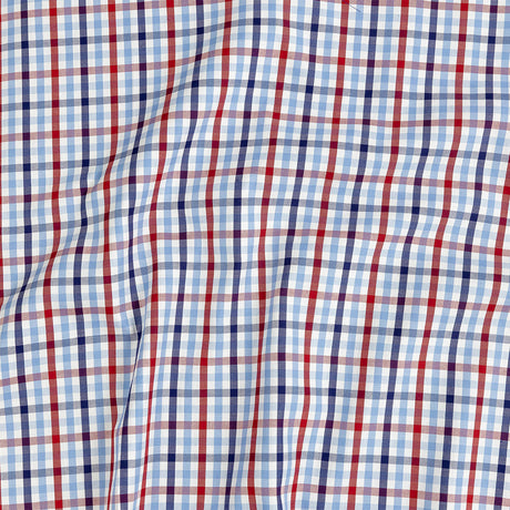 Premium Tomato Puree, White and Blue Medium Tattersall Checkered Cotton Shirting