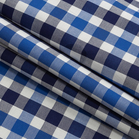 Premium Blueprint and Navy Large Tattersall Checkered Cotton Shirting