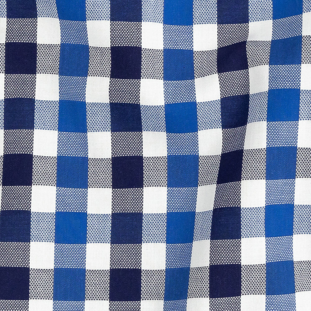 Premium Blueprint and Navy Large Tattersall Checkered Cotton Shirting
