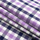Premium Deep Wisteria and Navy Large Tattersall Checkered Cotton Shirting