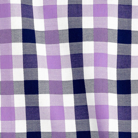 Premium Deep Wisteria and Navy Large Tattersall Checkered Cotton Shirting