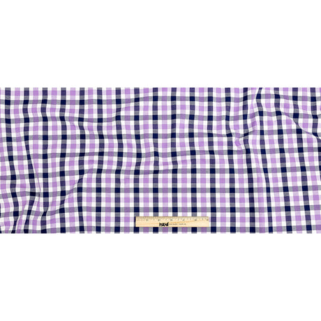 Premium Deep Wisteria and Navy Large Tattersall Checkered Cotton Shirting