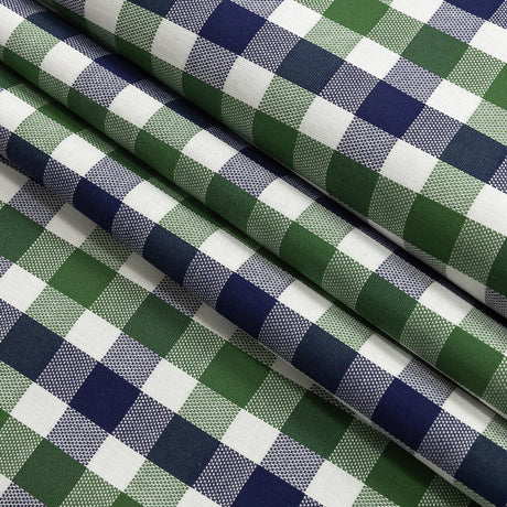 Premium Emerald and Navy Large Tattersall Checkered Cotton Shirting