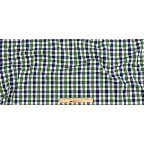 Premium Emerald and Navy Large Tattersall Checkered Cotton Shirting