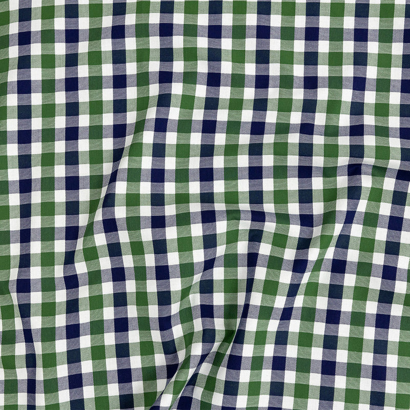 Premium Emerald and Navy Large Tattersall Checkered Cotton Shirting