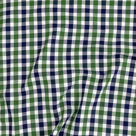 Premium Emerald and Navy Large Tattersall Checkered Cotton Shirting