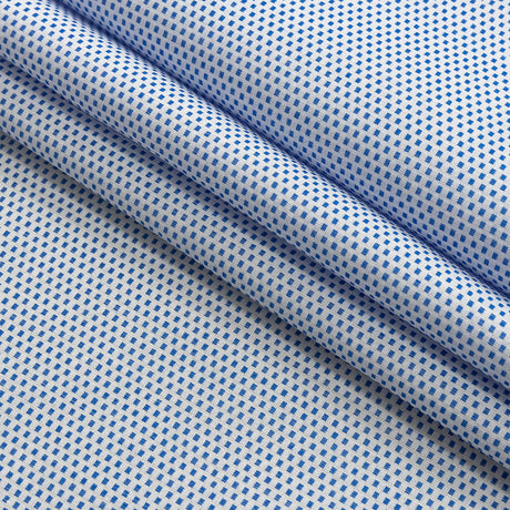 Premium Medium Blue Woven Squares Dobby Cotton Shirting