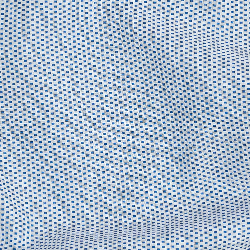 Premium Medium Blue Woven Squares Dobby Cotton Shirting