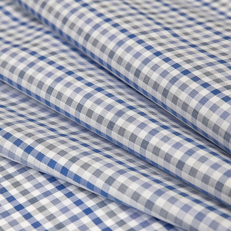 Premium Blue, Eventide and White Plaid Cotton Shirting