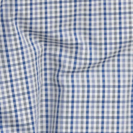 Premium Blue, Eventide and White Plaid Cotton Shirting