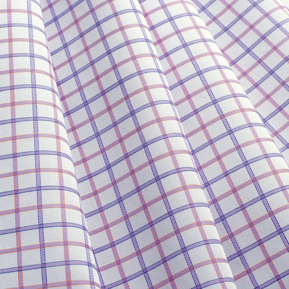 Premium Light Purple and Pink Tattersall Checkered Cotton Shirting