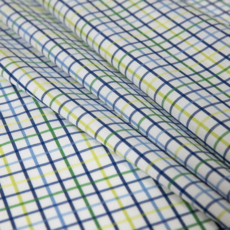 Premium Gradient Green and Olympian Blue Checkered Cotton Shirting