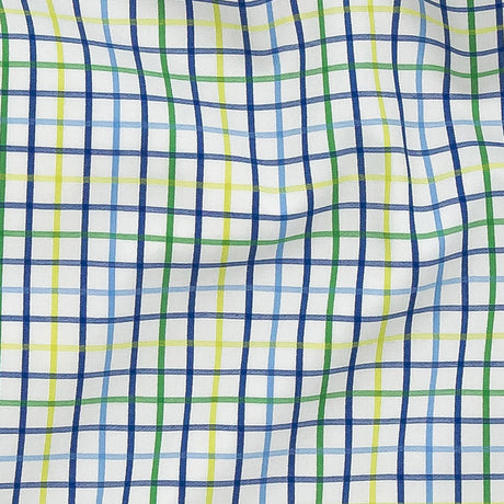 Premium Gradient Green and Olympian Blue Checkered Cotton Shirting