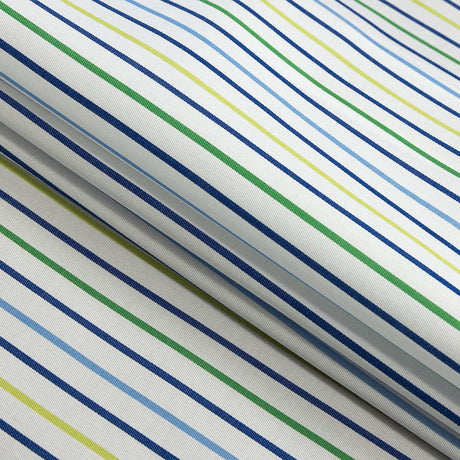 Premium Gradient Green and Blue Pencil Stripes Twill Cotton Shirting