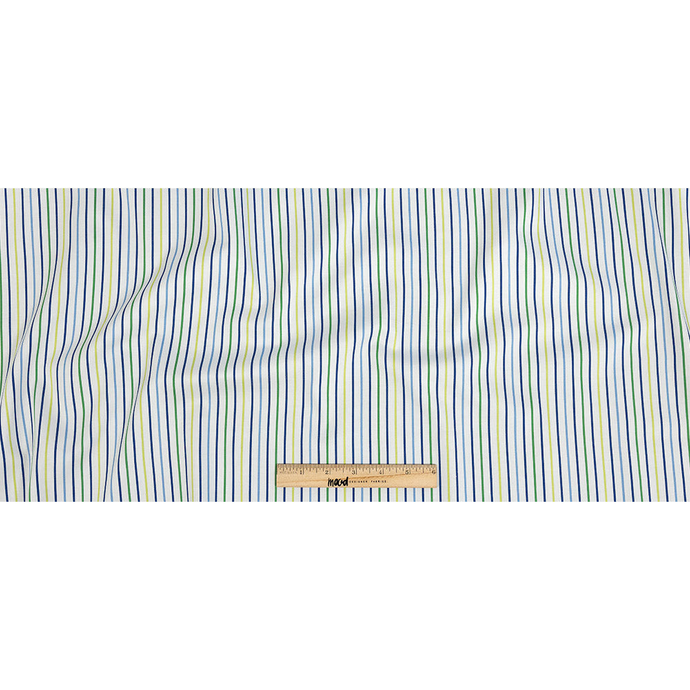 Premium Gradient Green and Blue Pencil Stripes Twill Cotton Shirting