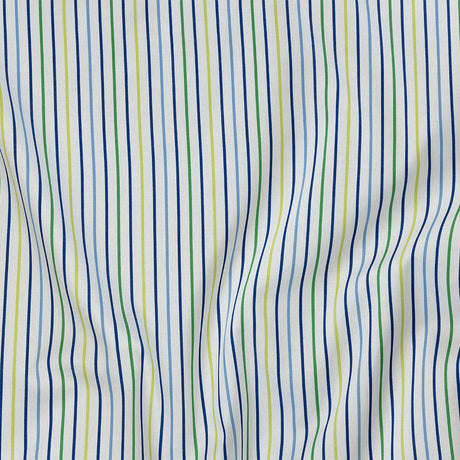Premium Gradient Green and Blue Pencil Stripes Twill Cotton Shirting