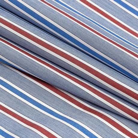 Premium Red, White and Blue Ticking Stripes Twill Cotton Shirting