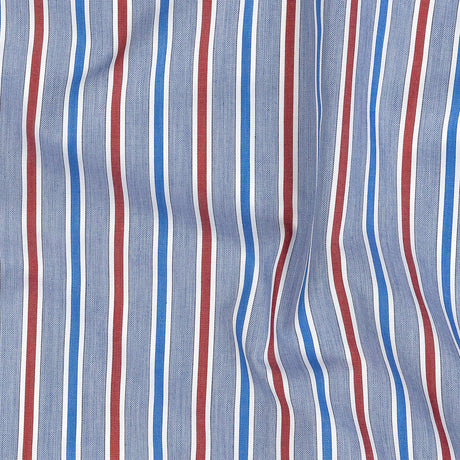 Premium Red, White and Blue Ticking Stripes Twill Cotton Shirting