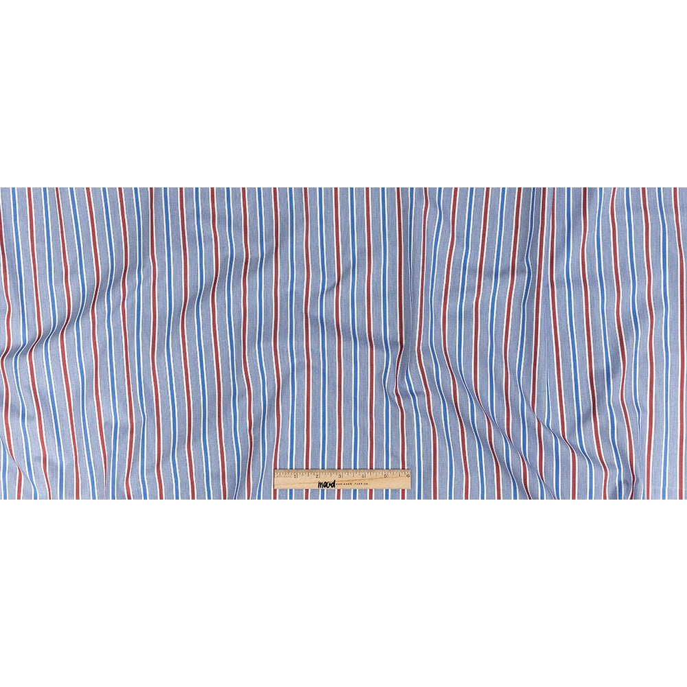 Premium Red, White and Blue Ticking Stripes Twill Cotton Shirting