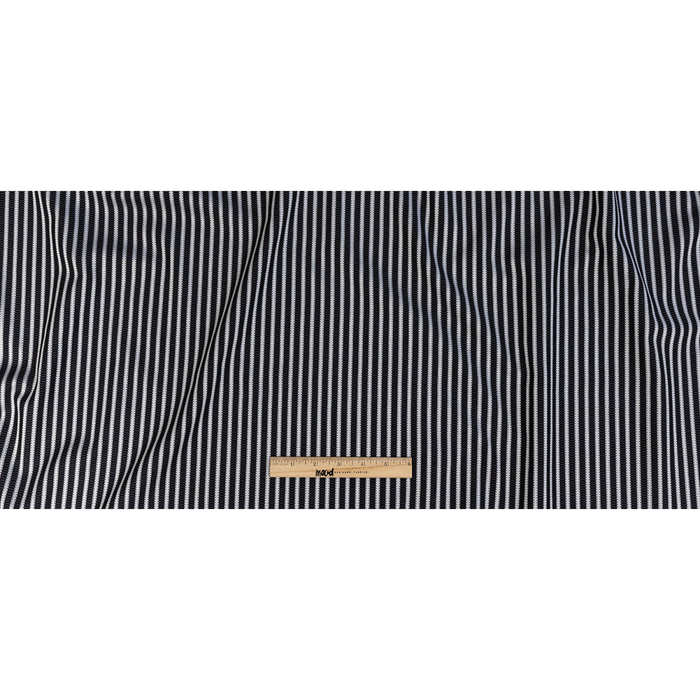 Premium Silver and Espresso Railroad Tracks Cotton Shirting
