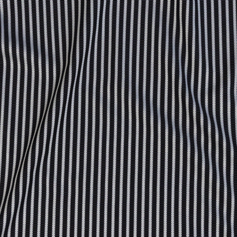 Premium Silver and Espresso Railroad Tracks Cotton Shirting
