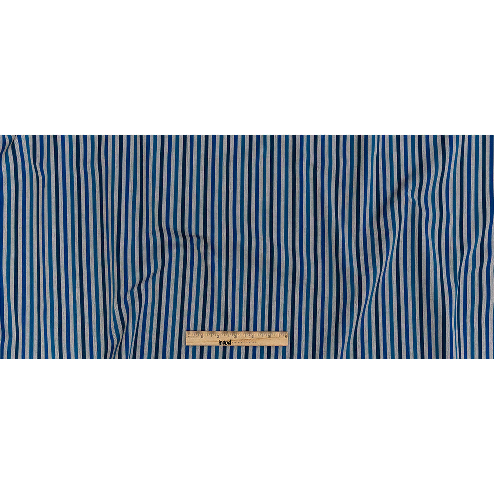 Premium Gradient Blue Bengal Stripes and Checks Cotton Shirting