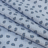 Premium Light Blue Paisley Printed Cotton Shirting