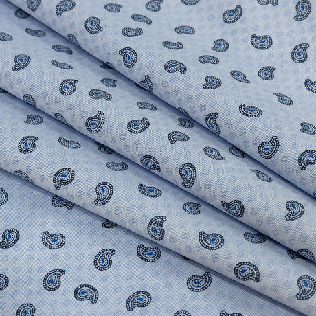 Premium Light Blue Paisley Printed Cotton Shirting
