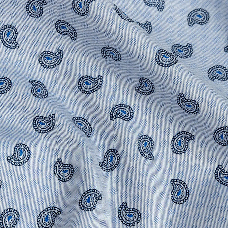 Premium Light Blue Paisley Printed Cotton Shirting