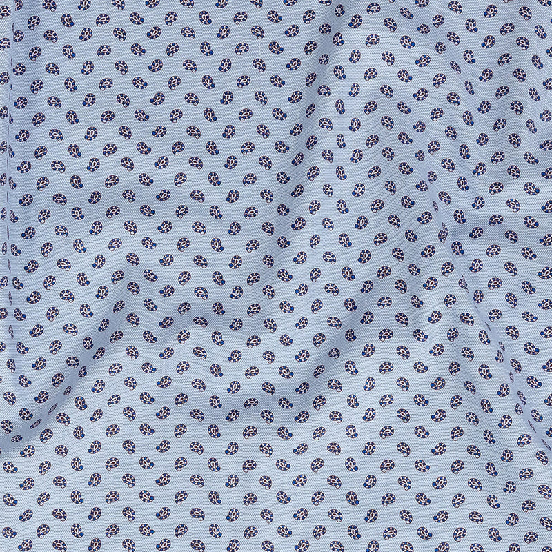Premium Blue and Red Paisley Printed Cotton Shirting