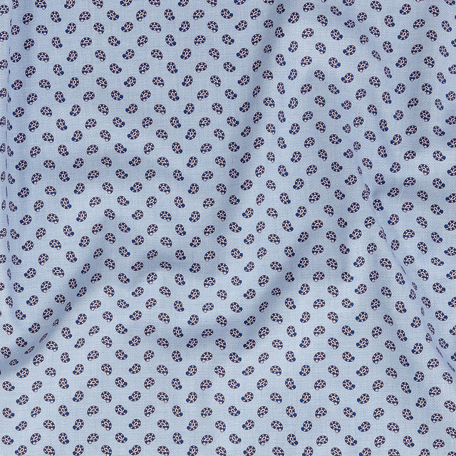 Premium Blue and Red Paisley Printed Cotton Shirting