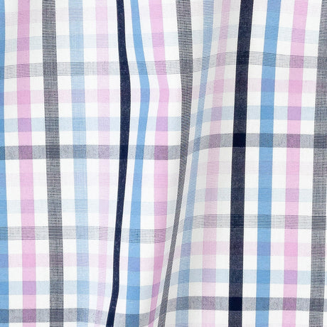 Premium Sky Blue, Candy Pink and White Plaid Cotton Shirting