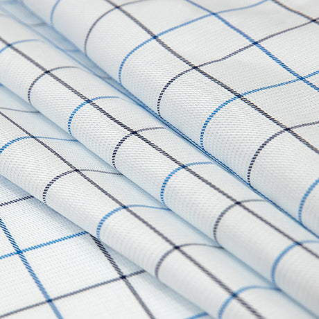 Premium Gradient Blues and White Checkered Dobby Cotton Shirting